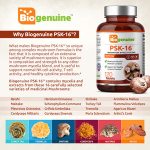 PSK-16 Natural Mushroom Blend 1070 mg 120 Tablets