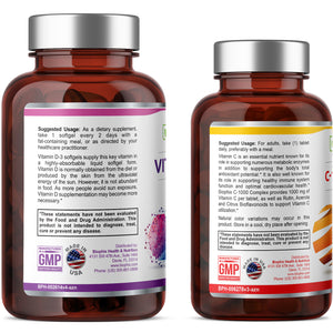 Vitamin D-3 5000 IU High-Potency 360 Softgels with Free Vitamin C-1000 30 Tablets