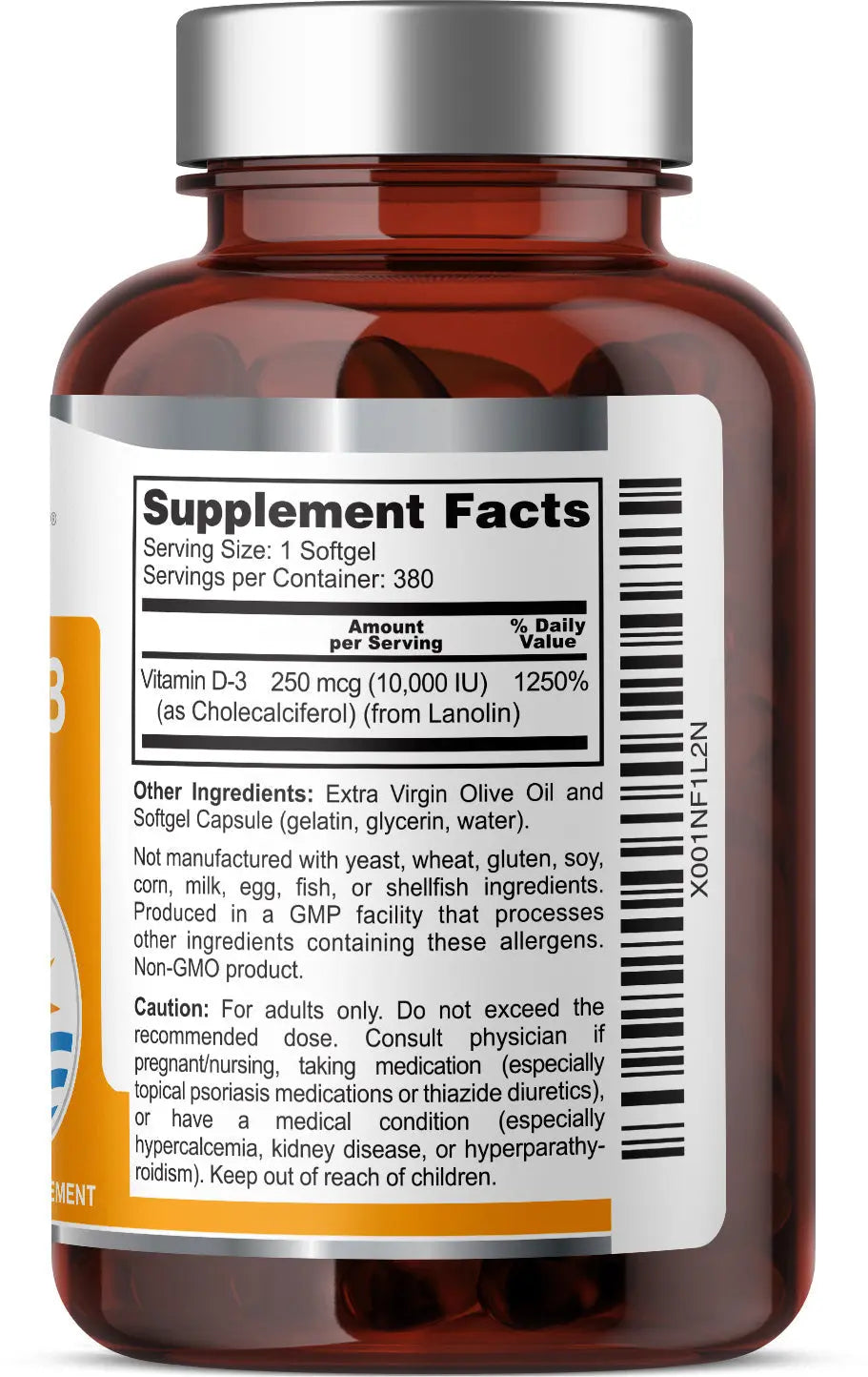 Vitamin D-3 10000 IU High-Potency 380 Softgels