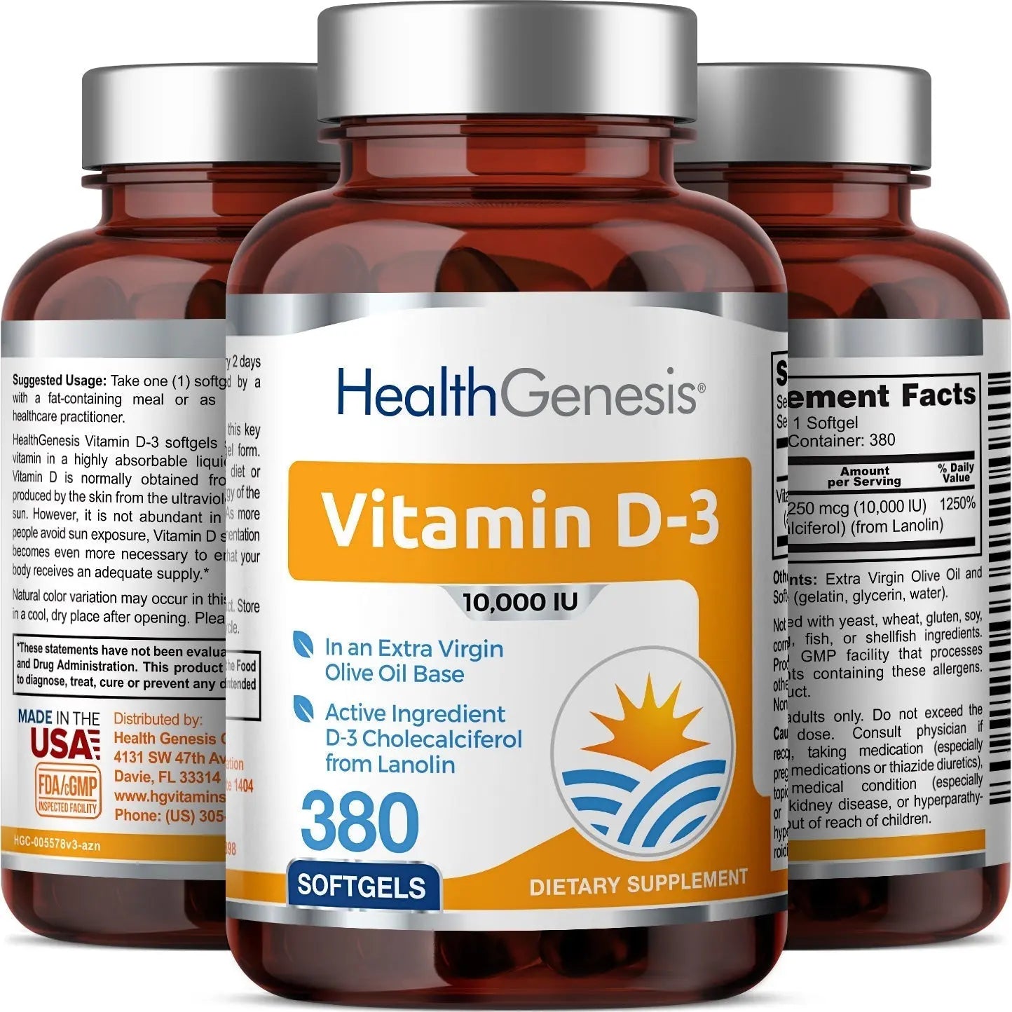Vitamin D-3 10000 IU High-Potency 380 Softgels