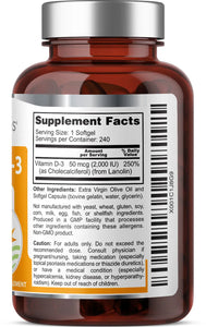 Vitamin D-3 2000 IU 240 Softgels